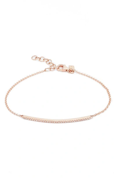 Ef Collection Diamond Baguette Bar Chain Bracelet In Rose Gold