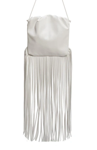 Shop Bottega Veneta Fringe Leather Pouch In White