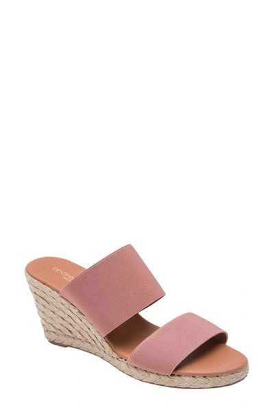 Shop Andre Assous Amalia Strappy Espadrille Wedge Slide Sandal In Blush Fabric