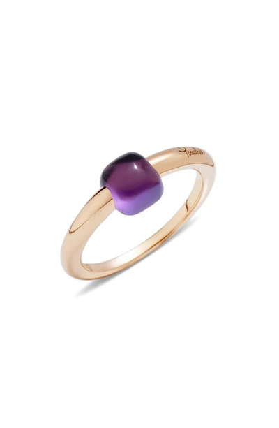 Shop Pomellato M'ama Non M'ama Oval Stone Stacking Ring In Rose Gold/ Amethyst