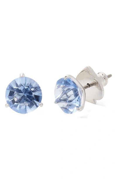 Shop Kate Spade Trio Prong Studs In Light Sapphire