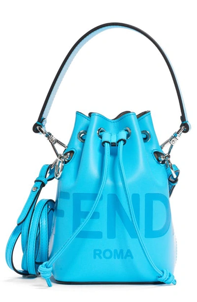 Shop Fendi Small Mon Tresor Leather Bucket Bag In Pool