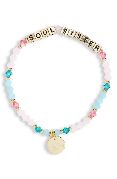 Shop Little Words Project Soul Sister Beaded Stretch Bracelet In Multi/ Gold