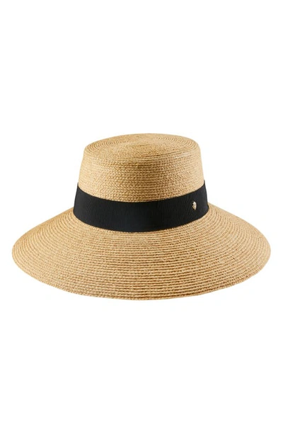 Shop Helen Kaminski Wide Brim Raffia Hat In Natural/ Black