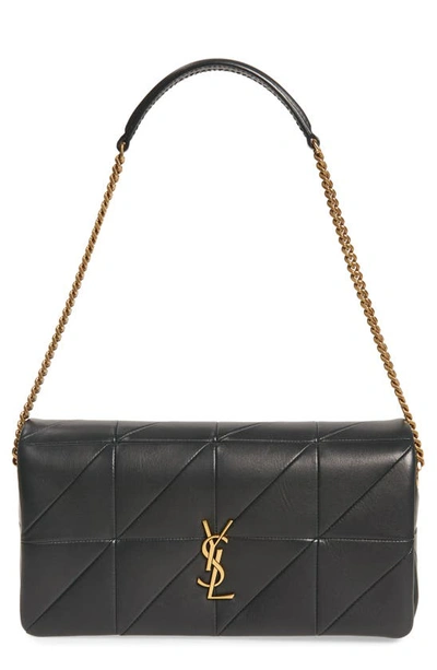 Shop Saint Laurent Jamie 99 Patchwork Leather Baguette In Deep Green