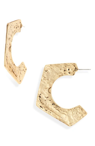 Shop Karine Sultan Hexagonal Hoop Earrings In Gold