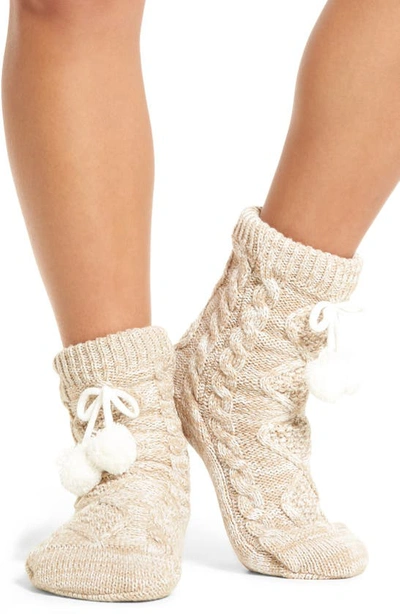 Shop Ugg Pompom Fleece Lined Socks In Cream