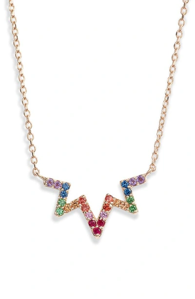 Shop Anzie Rainbow Zigzag Pendant Necklace In Gold/ Rainbow