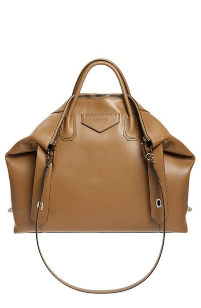 Shop Givenchy Antigona Soft Large Leather Satchel In Brown