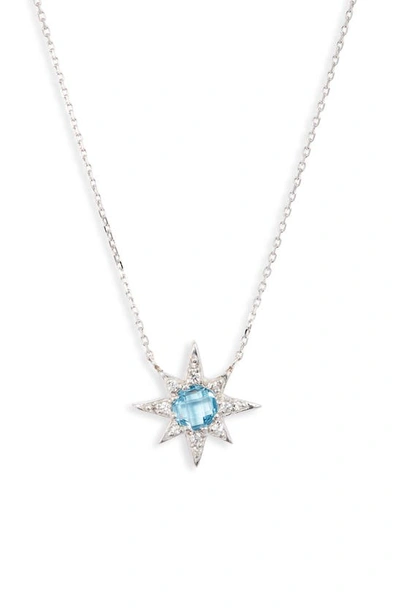 Shop Anzie Mini Starburst Pendant Necklace In Silver/ Blue Quartz