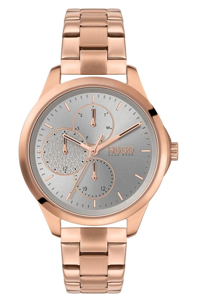 Shop Hugo Fearless Bracelet Watch, 36mm In Carnation Gold / Grey