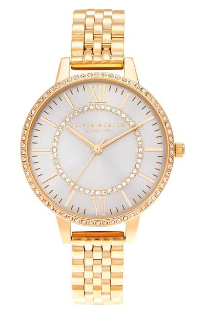 Shop Olivia Burton Sparkle Blush Sunray Bracelet Watch, 34mm In Gold/ Blush/ Gold
