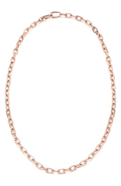 Shop Monica Vinader Alta Capture Mini Link Necklace In Rose Gold