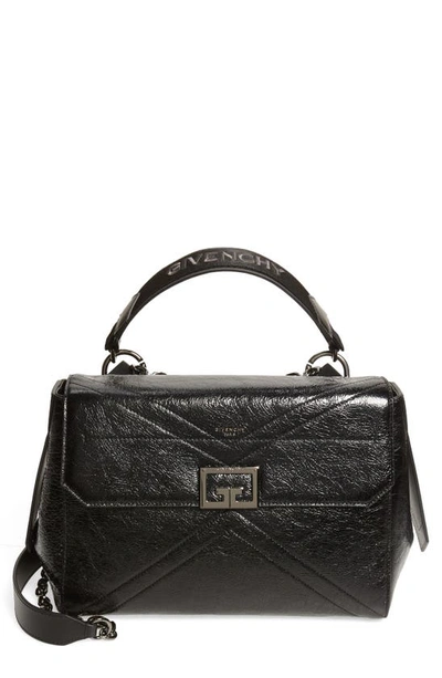 Shop Givenchy Shiny Creased Leather Satchel In Black