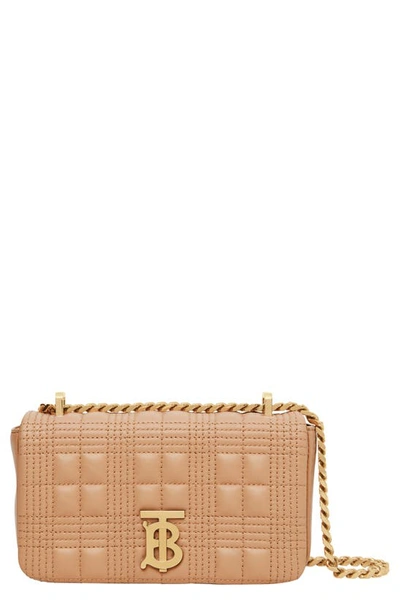 Shop Burberry Mini Lola Quilted Lambskin Bag In Camel