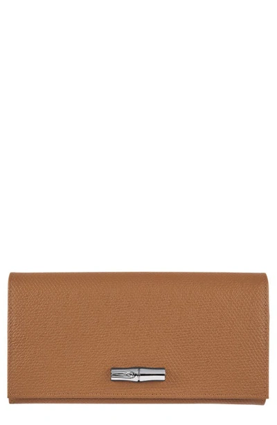 Shop Longchamp Roseau Leather Continental Wallet In Natural