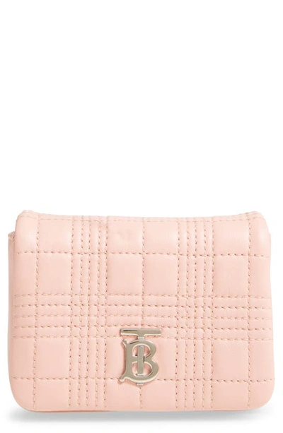 Shop Burberry Micro Lola Quilted Lambskin Bag In Blush Pink