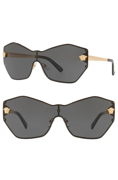 Shop Versace Gradient Shield Sunglasses In Gold