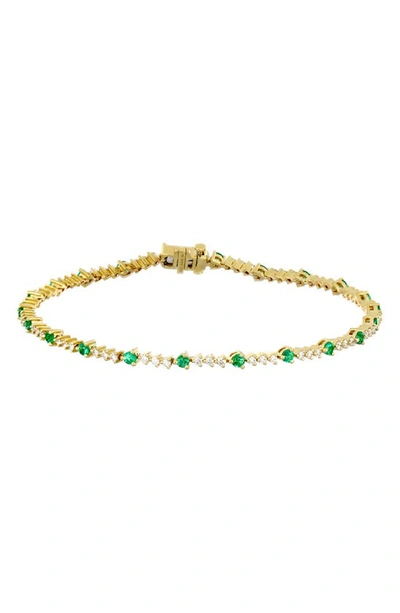 Shop Bony Levy El Mar Emerald & Diamond Tennis Bracelet In Yellow Gold/ Emerald