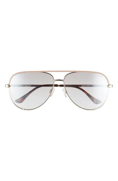 Shop Quay High Key 62mm Oversize Aviator Sunglasses In Tan Gold/ White Flash