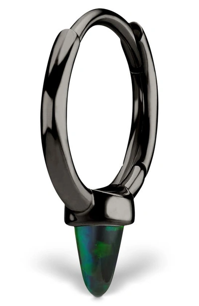 Shop Maria Tash 9.5mm Black Opal Spike Clicker Ring In Black Gold