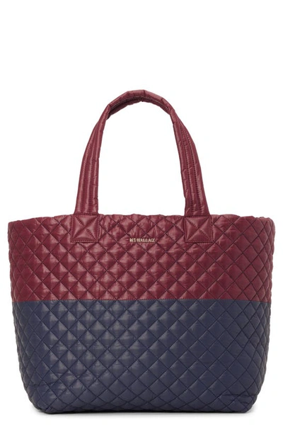 Shop Mz Wallace Deluxe Large Metro Tote In Maroon/navy Colorblock