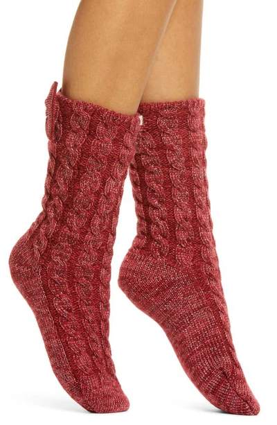 Shop Ugg Laila Bow Fleece Lined Socks In Kiss / Silver