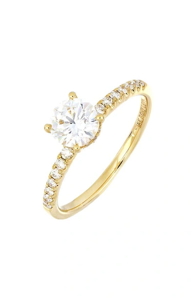 Shop Bony Levy Pavé Diamond & Cubic Zirconia Solitaire Engagement Ring Setting In Yellow Gold/ Diamond