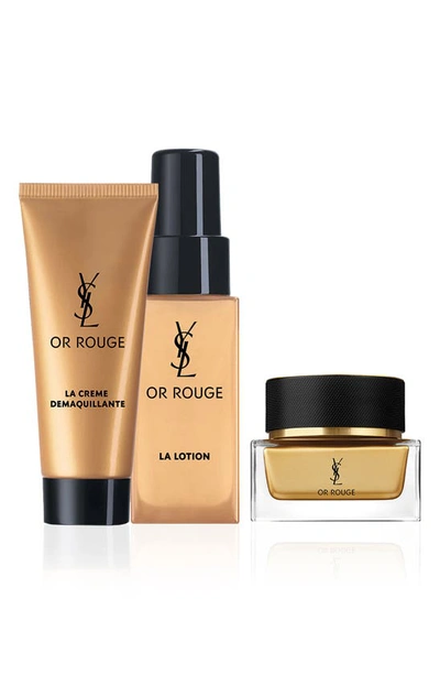 Shop Saint Laurent Or Rouge Travel Size Essentials Set In Gold