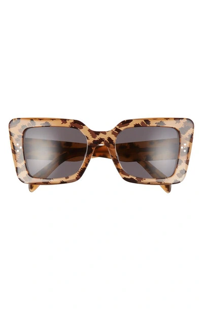 Shop Celine 54mm Cat Eye Sunglasses In Animal/ Smoke