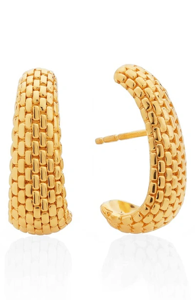 Shop Monica Vinader Woven Earrings In Yellow Gold