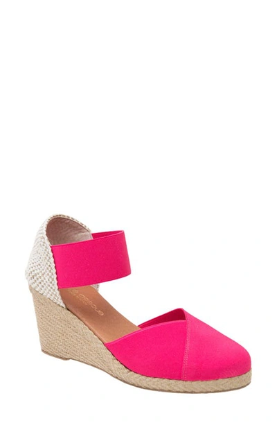 Shop Andre Assous Anouka Espadrille Wedge In Neon Pink Fabric