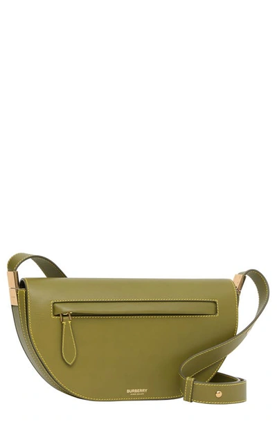 Shop Burberry Small Olympia Leather Bag In Juniper Green