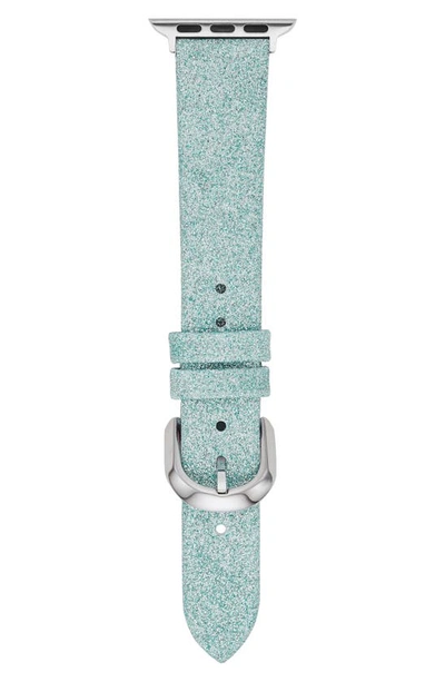 Shop Kate Spade Mermaid Glitter Leather Apple Watch® Band In Blue