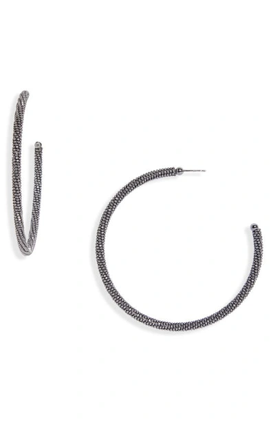 Shop Brunello Cucinelli Large Monili Hoop Earrings In Ultra Black