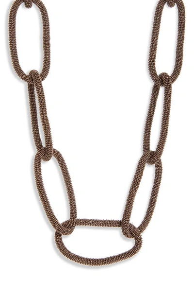 Shop Brunello Cucinelli Large Monili Link Collar Necklace In Ultra Bronze