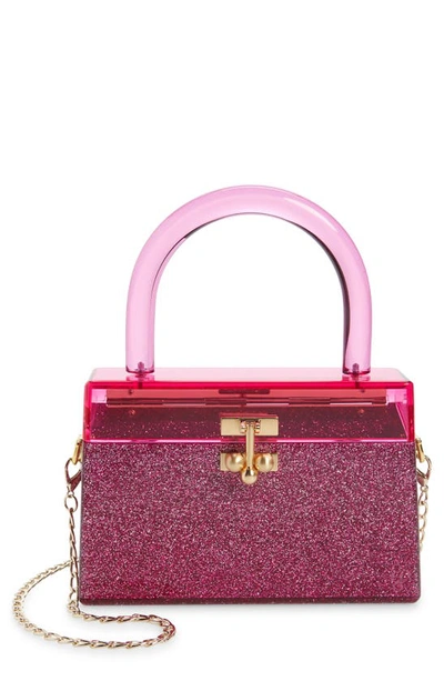 Shop Edie Parker Miss Mini Acrylic Top Handle Bag In Aura Glitter
