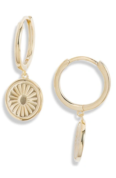 Shop Knotty Coin Huggie Hoop Earrings In Gold