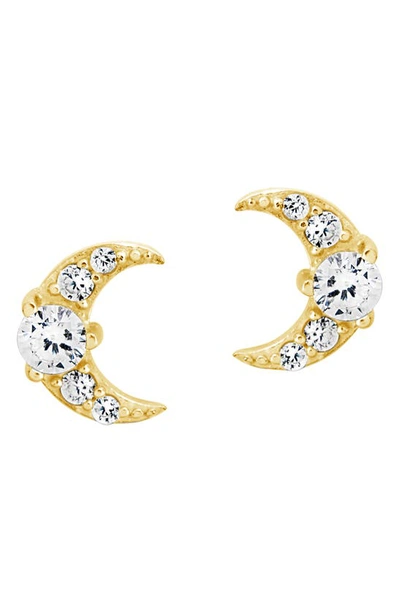 Shop Sterling Forever Crescent Moon Stud Earrings In Gold