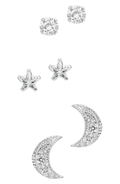 Shop Sterling Forever 3-pack Assorted Stud Earrings In Silver