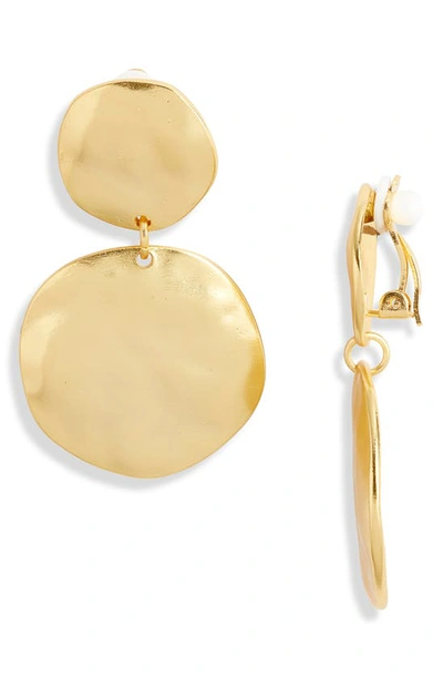 Shop Karine Sultan Irregular Discs Clip-on Earrings In Gold