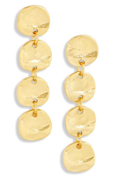 Shop Karine Sultan Linear Disc Drop Earrings In Gold