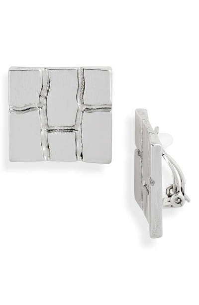Shop Karine Sultan Square Brick Earrings In Silver