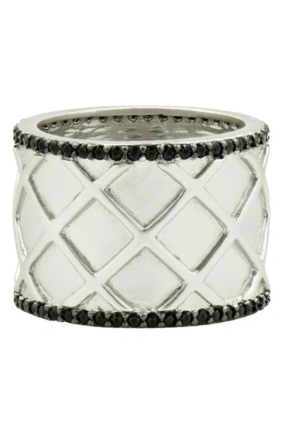 Shop Freida Rothman Crisscross Cigar Band Ring In Silver/ Black