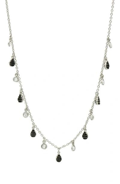 Shop Freida Rothman Pavé Charm Necklace In Silver/ Black