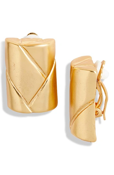 Shop Karine Sultan Rectangle Groovy Earrings In Gold