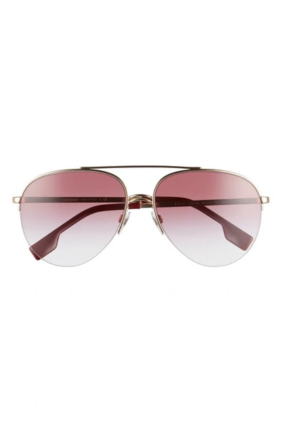 Shop Burberry 59mm Polarized Aviator Sunglasses In Gold/ Pink Gradient