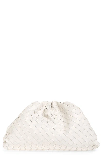 Shop Bottega Veneta Intrecciato Leather Pouch In Chalk/ Gold