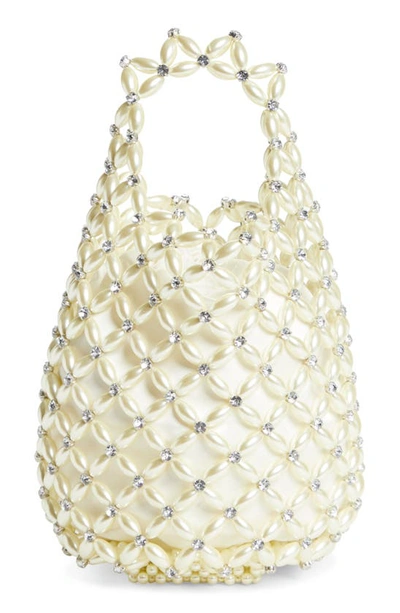 Shop Simone Rocha Small Beaded Shopper Bag In Pearl/ Clear