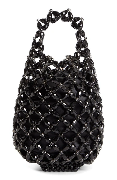 Shop Simone Rocha Small Beaded Shopper Bag In Black/ Jet